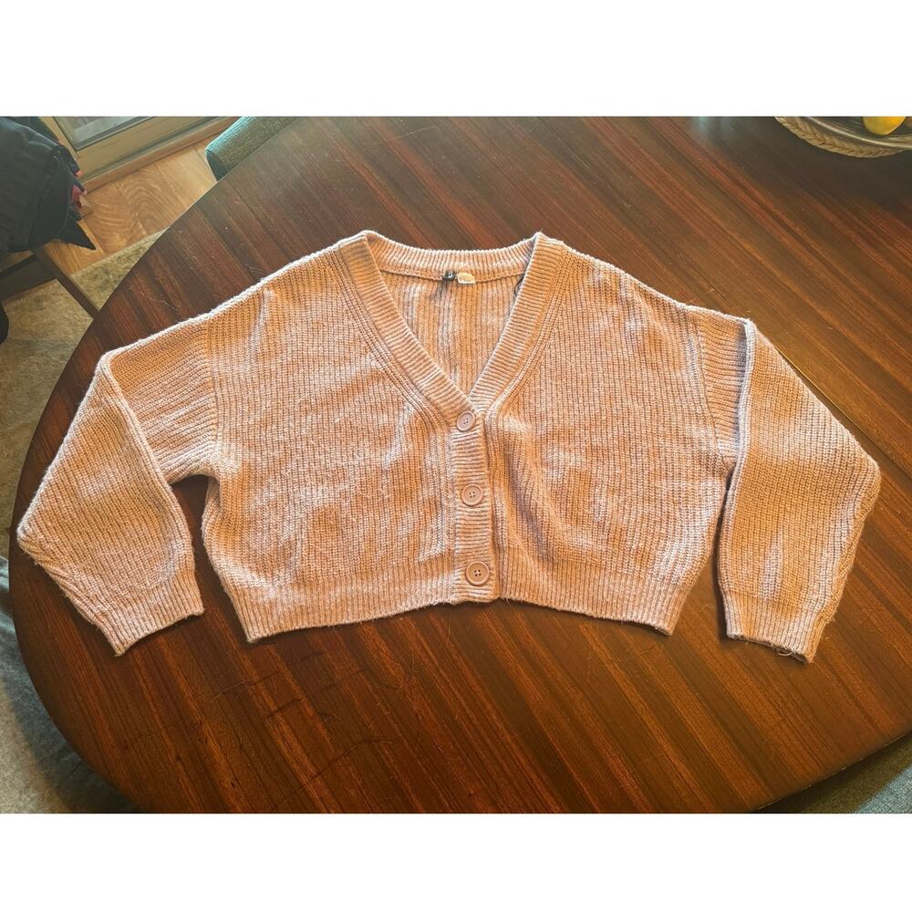 Divided by H & M Pink Cropped Chunky Knit Cardigan Oversized  Size M 90s Y2K